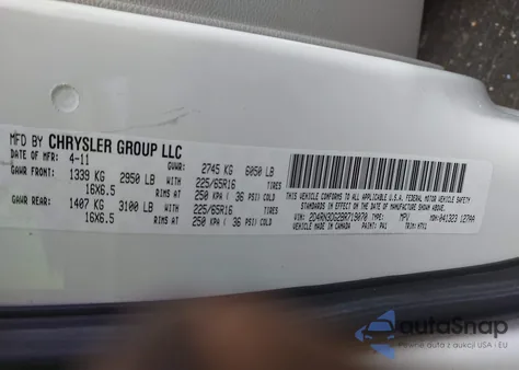 2011 Dodge Grand Caravan Mainstreet from USA, damaged, VIN 2D4RN3DG2BR719070